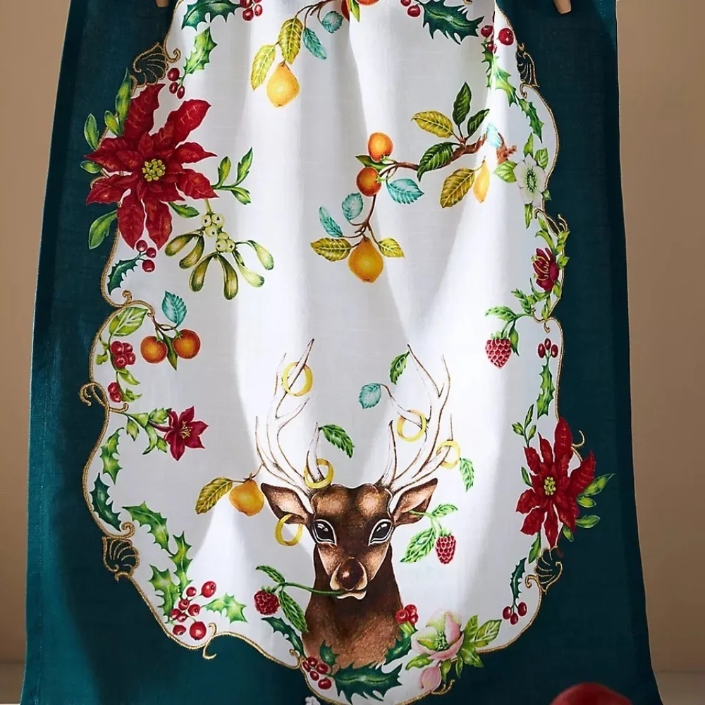 NWT Anthropologie Lou Rota 12 Days Christmas Kitchen Towel